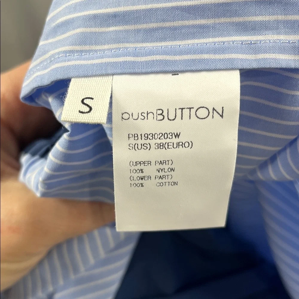 PUSHBUTTON Blue Striped Nylon Blouse. - Picture 7 of 9